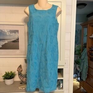 Talbots Blue Sleeveless Dress 100% Cotton size 8P